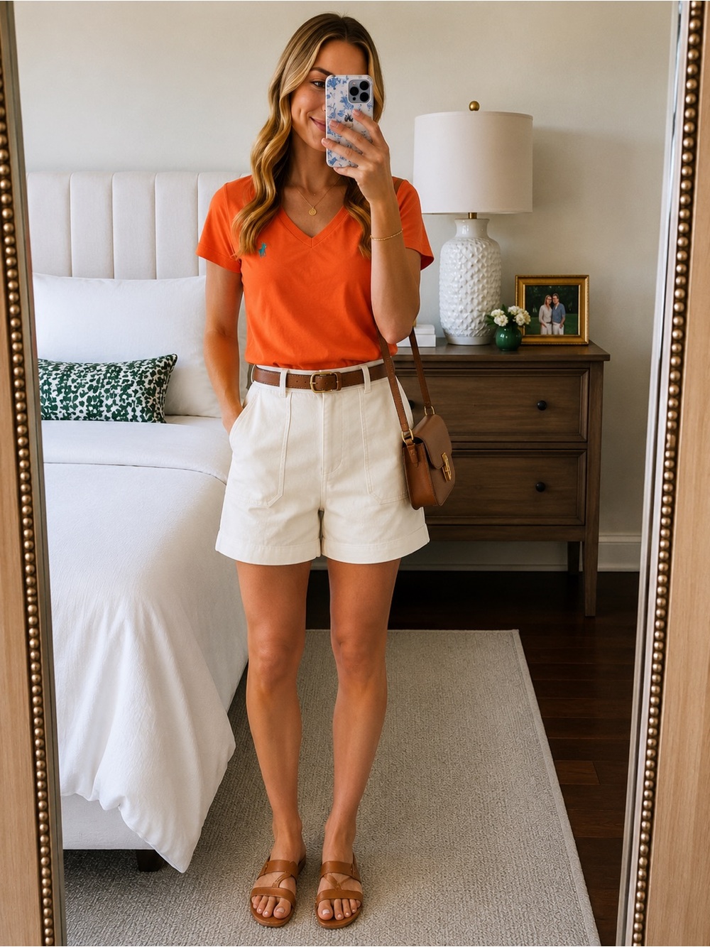 Ralph Lauren Orange V-Neck Short Sleeve Tee